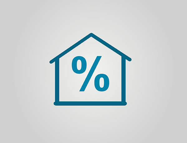 a house with a percentage sign inside of it.