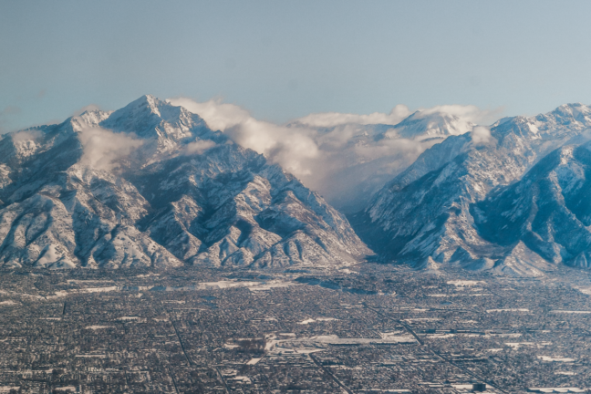 wasatch front mountain range in the winter